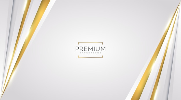 Fundo de luxo branco e dourado com linhas douradas e estilo de corte de papel Premium cinza e fundo dourado para cerimônia de nomeação de prêmio convite formal ou design de certificado