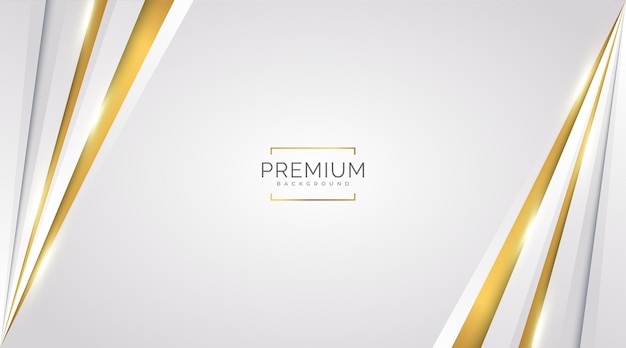 Fundo de luxo branco e dourado com linhas douradas e estilo de corte de papel premium cinza e fundo dourado para cerimônia de nomeação de prêmio convite formal ou design de certificado