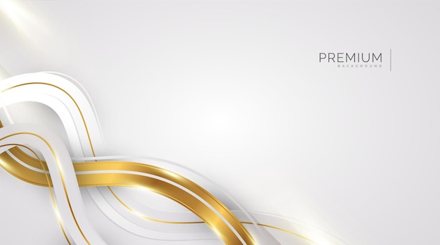 Fundo de luxo branco e dourado com linhas douradas e estilo de corte de papel Premium cinza e fundo dourado para cerimônia de nomeação de prêmio convite formal ou design de certificado