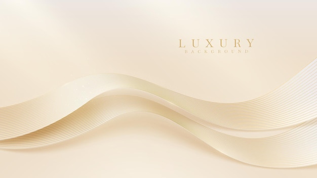Fundo de luxo com elementos de linhas de curva dourada glitter, design da capa do banner.