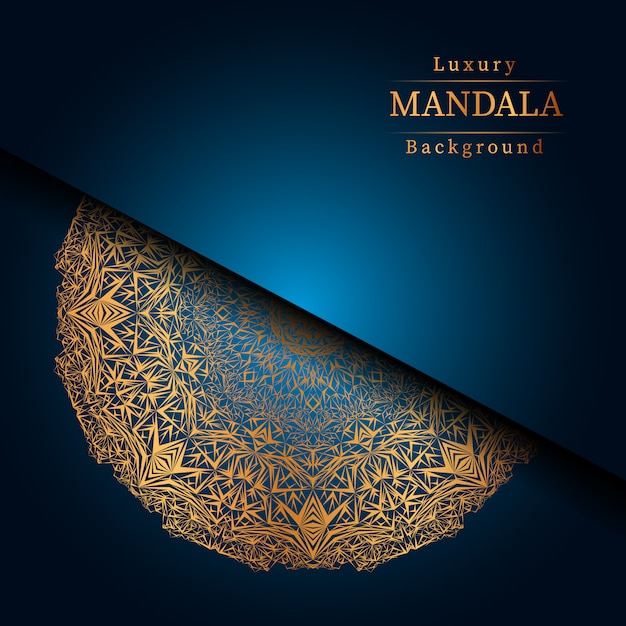 Fundo de luxo mandala ornamental na cor ouro, fundo de luxo mandala para convite de casamento, capa de livro.