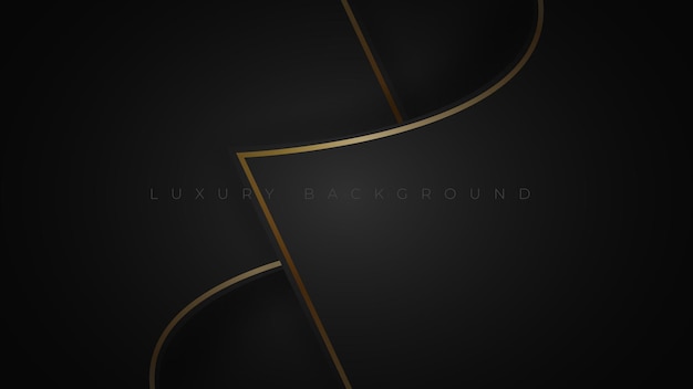 Fundo de luxo preto abstrato com linhas douradas