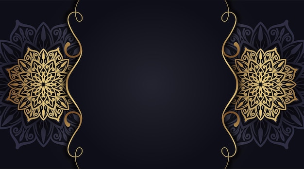 Vetor fundo de luxo preto com ornamento de mandala dourada