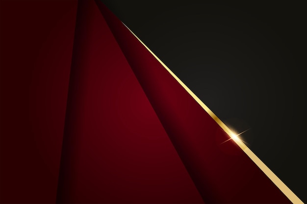 Fundo de luxo vermelho moderno com linha dourada e luz dourada brilhante.
