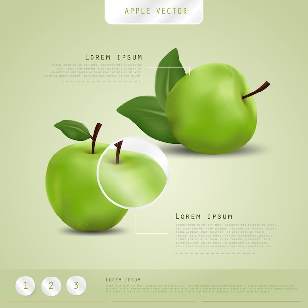 Fundo de maçãs verdes. design de cartaz.