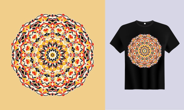 Fundo de mandala colorida com camiseta