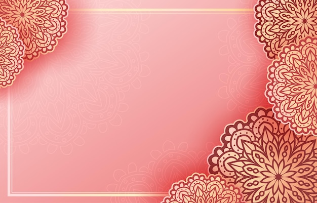 Fundo de mandala de luxo com combinação de rosa e ouro