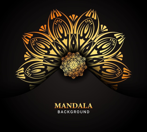 Vetor fundo de mandala de luxo com cor dourada