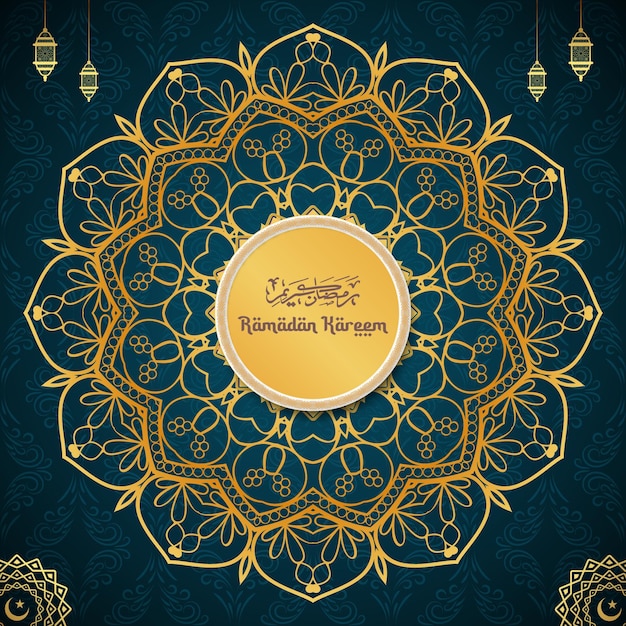 Vetor fundo de mandala de luxo com decoração árabe de arabesco dourado estilo oriental islâmico