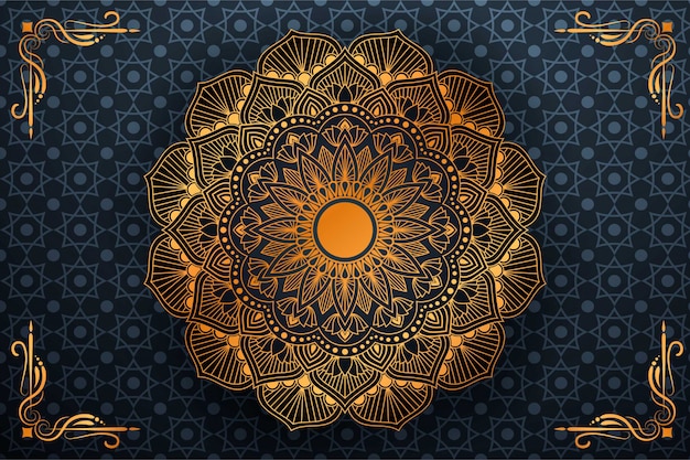Fundo de mandala de luxo com estilo islâmico árabe de arabescos dourados