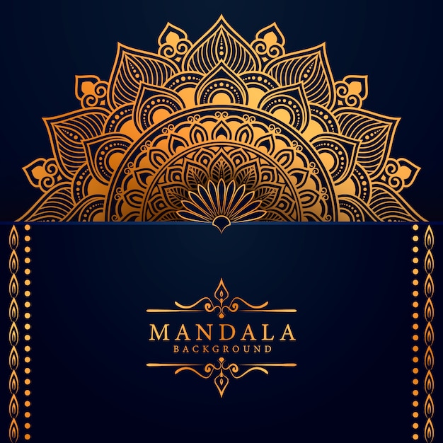 Fundo de mandala de luxo com estilo oriental de padrão arabesco dourado