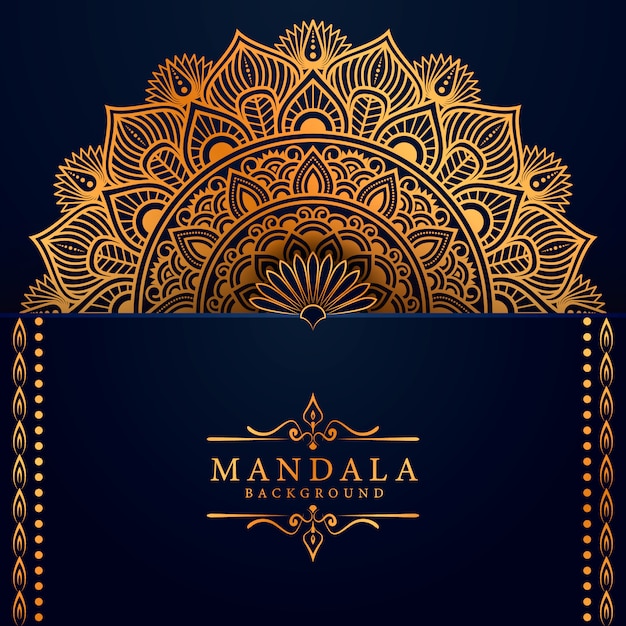 Fundo de mandala de luxo com estilo oriental de padrão arabesco dourado