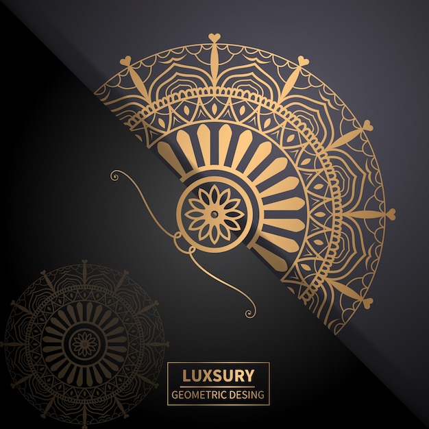 Fundo de mandala de luxo com padrão de arabesco dourado estilo árabe islâmico oriental