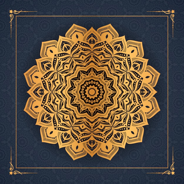 Fundo de mandala de luxo com padrão de arabesco dourado estilo oriental islâmico árabe vetor premium