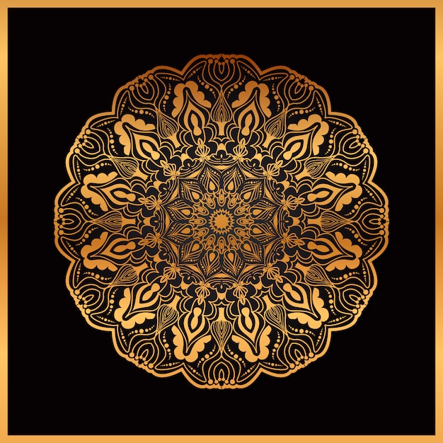 Fundo de mandala de luxo com padrão de arabesco dourado