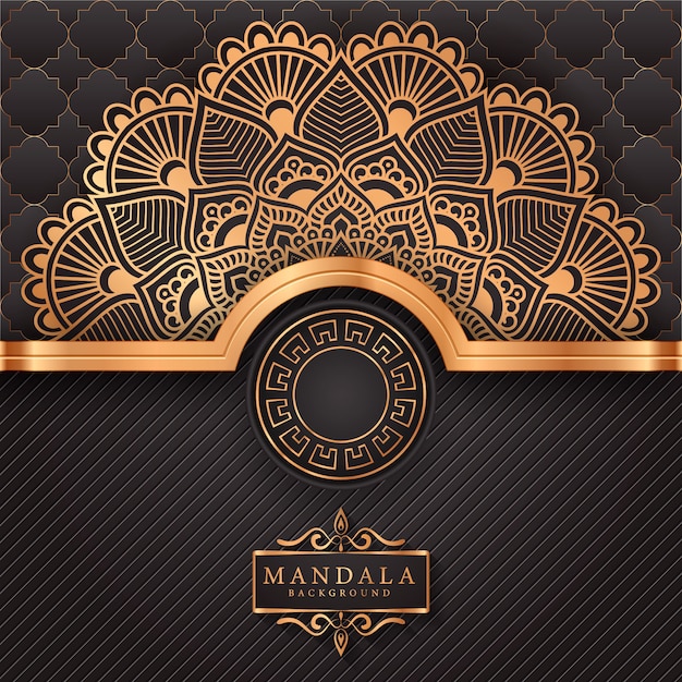 Fundo de mandala de luxo com padrão de arabesco dourado