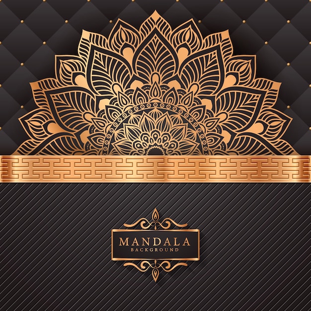 Fundo de mandala de luxo com padrão de arabesco dourado