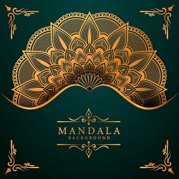 Fundo de mandala de luxo com padrão de arabesco dourado