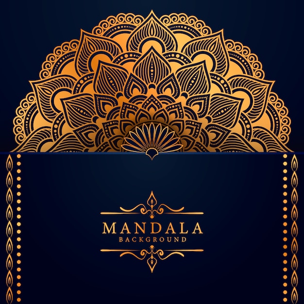 Fundo de mandala de luxo com padrão de arabesco dourado