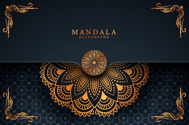 Fundo de mandala de luxo com padrão de arabesco dourado