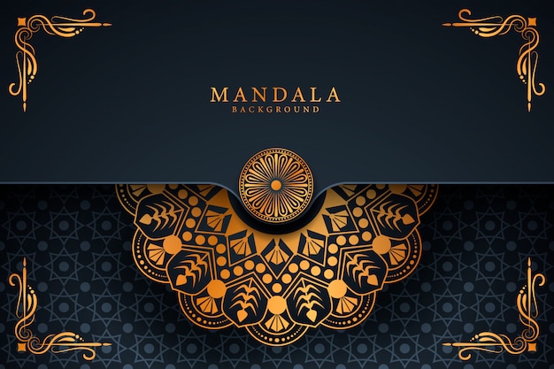 Fundo de mandala de luxo com padrão de arabesco dourado