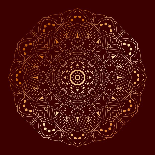 Fundo de mandala de luxo com padrão de arabesco dourado