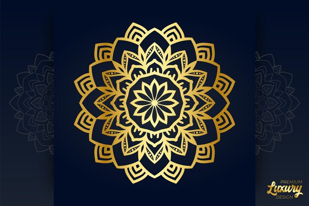 Vetor fundo de mandala de luxo com padrão de arabesco dourado