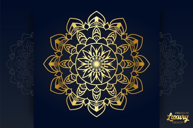 Vetor fundo de mandala de luxo com padrão de arabesco dourado