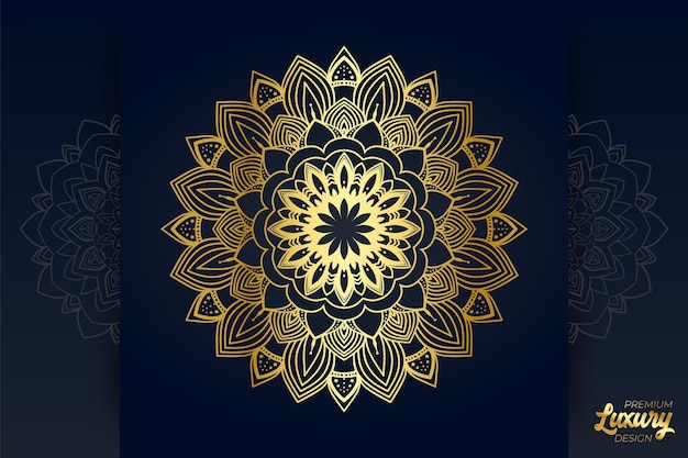 Vetor fundo de mandala de luxo com padrão de arabesco dourado