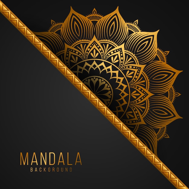 Vetor fundo de mandala de luxo com padrão floral dourado