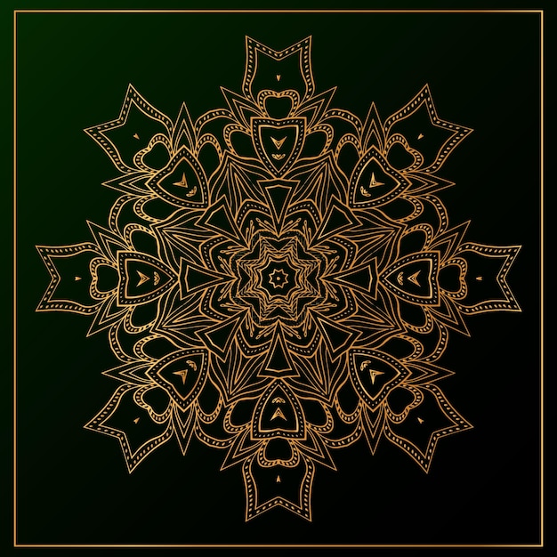 Vetor fundo de mandala de luxo com preto dourado