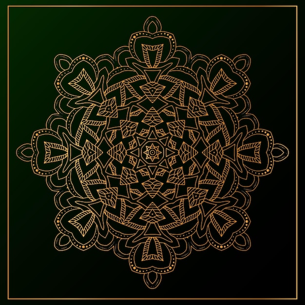 Vetor fundo de mandala de luxo com preto dourado