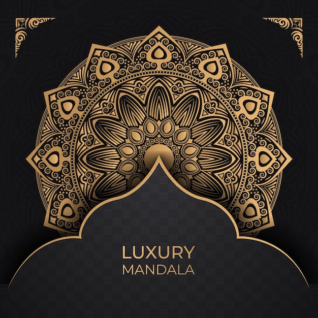 Fundo de mandala de luxo ornamental com cor dourada mandala islâmica vetor premium