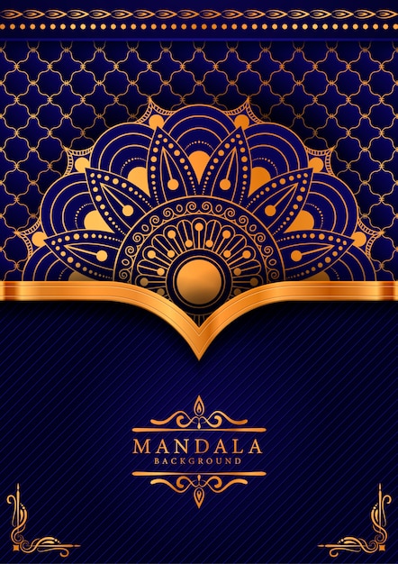 Fundo de mandala de luxo para convite de casamento de capa de livro