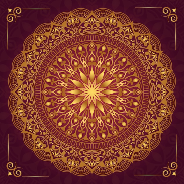 Fundo de mandala de ouro de luxo com design de mandala de convite de casamento real