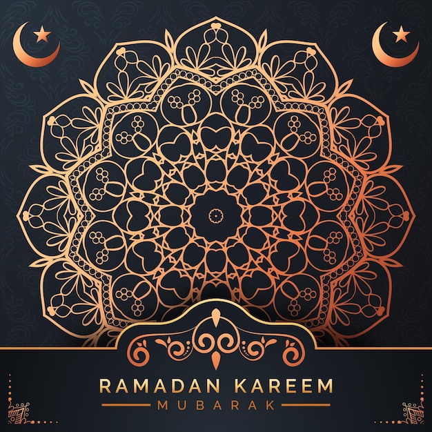 Vetor fundo de mandala de ramadã kareem com padrão árabe de arabesco dourado estilo oriental islâmico