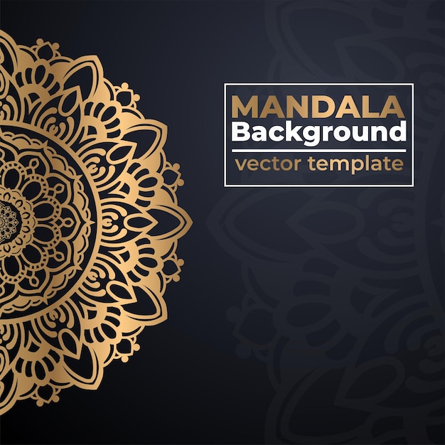 Fundo de mandala dourado luxuoso com ornamento floral de estilo árabe