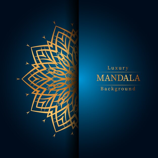 Fundo de mandala ornamental de luxo na cor ouro, fundo de mandala de luxo para convite de casamento, capa de livro