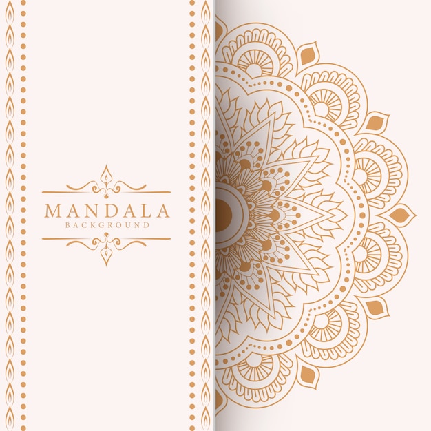 Fundo de mandala ornamental de luxo na cor ouro