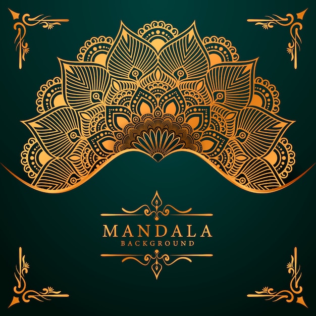 Fundo de mandala ornamental de luxo na cor ouro