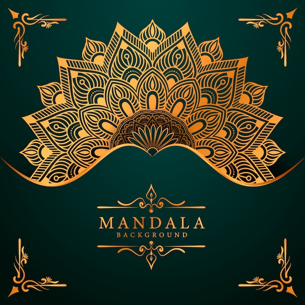 Fundo de mandala ornamental de luxo na cor ouro