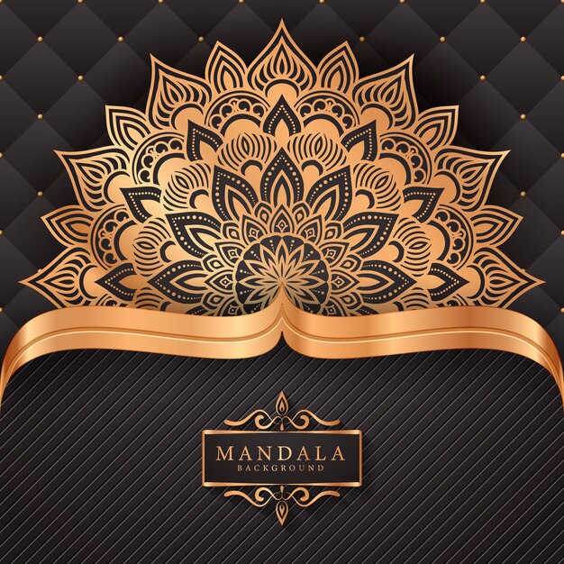 Fundo de mandala ornamental de luxo na cor ouro