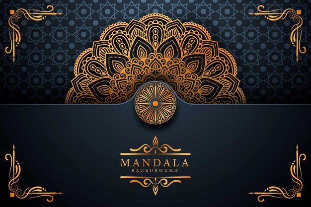 Fundo de mandala ornamental de luxo na cor ouro