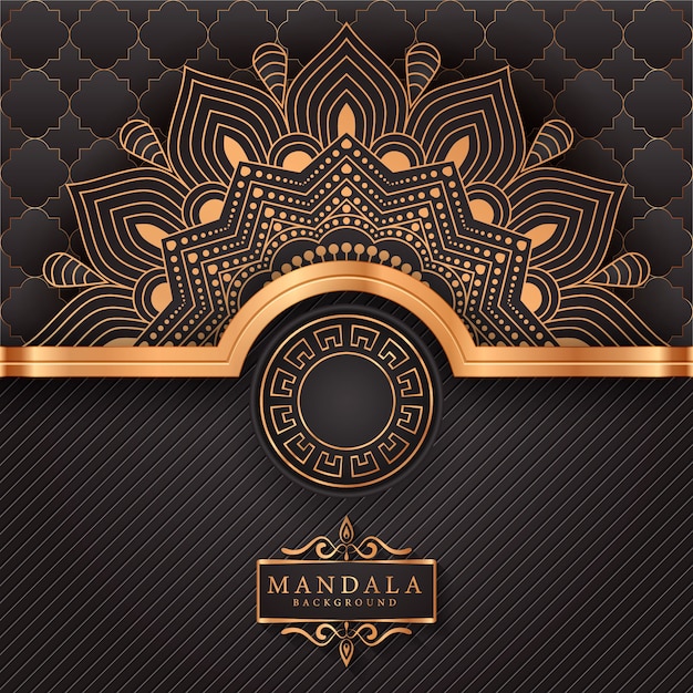 Fundo de mandala ornamental de luxo na cor ouro