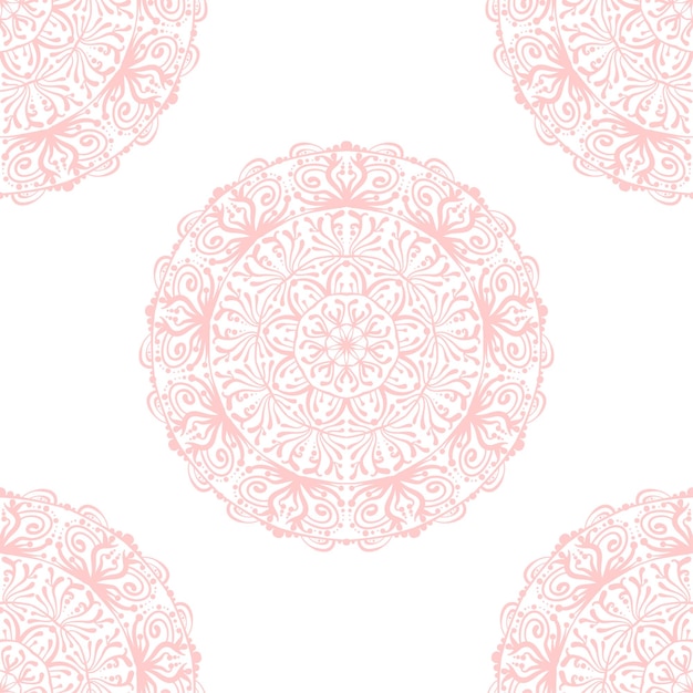 Fundo de mandala rendada sem costura padrão oriental textura decorativa vetorial com elementos em estilo étnico