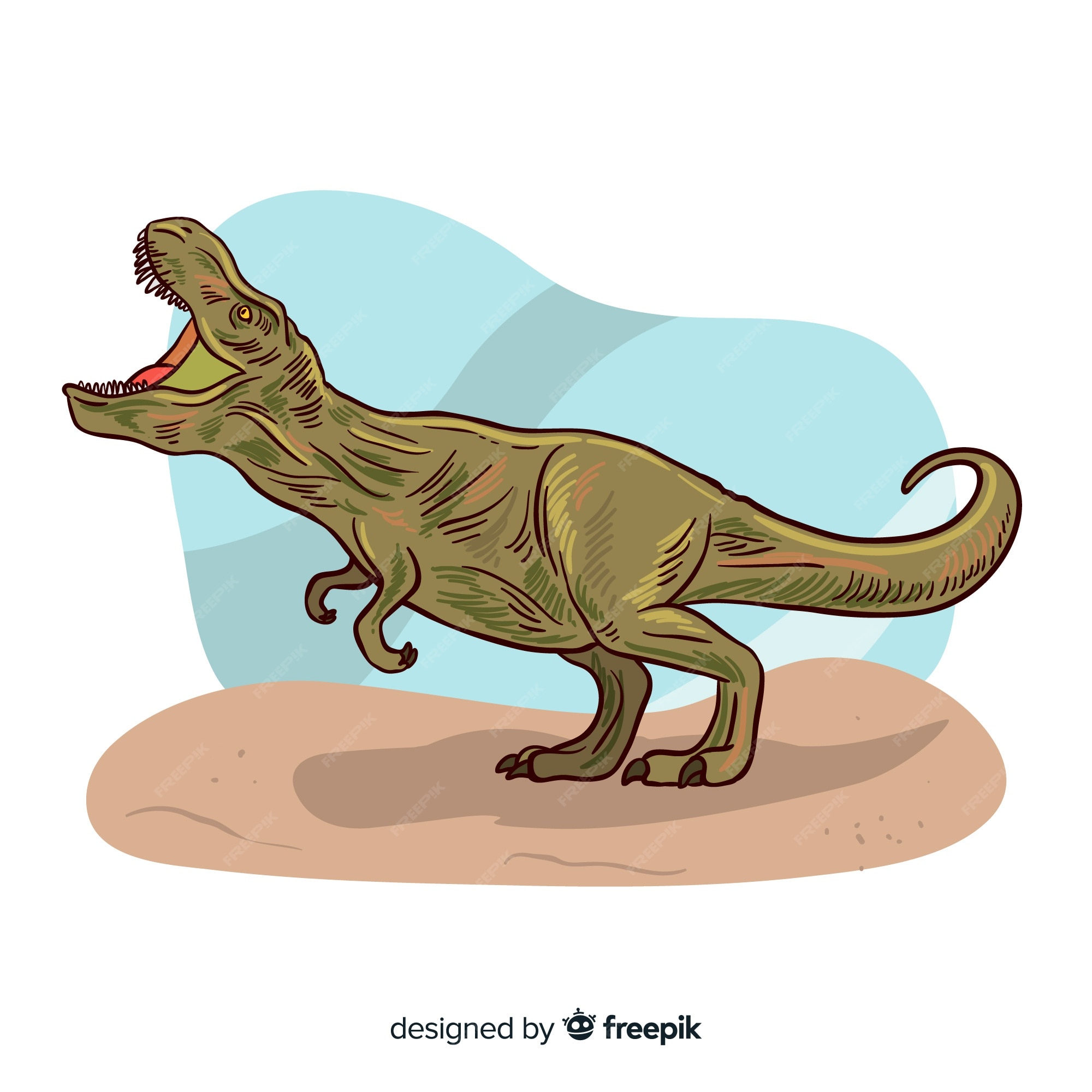 Fundo de mão desenhada t-rex, Vetor Premium