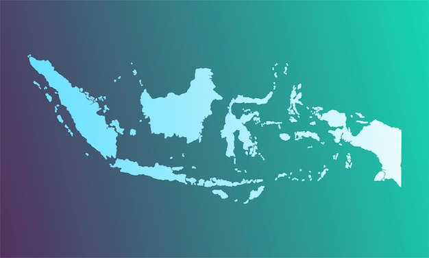 Fundo de mapa da indonésia com gradiente azul e verde