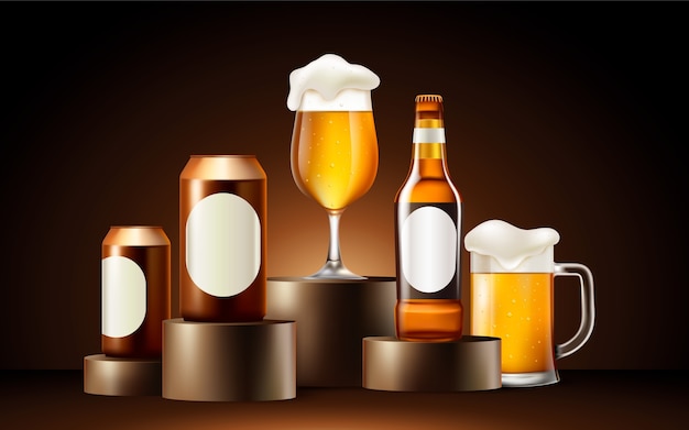 Fundo de maquete realista de cervejas