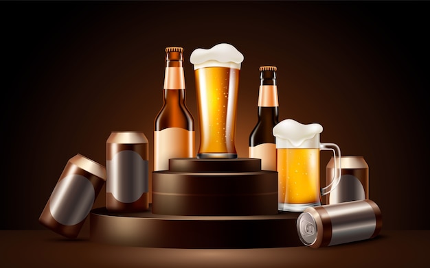 Fundo de maquete realista de cervejas