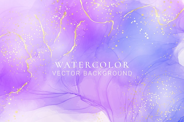 Vetor fundo de mármore aquarela líquido lavanda violeta com linhas douradas efeito de desenho de tinta álcool pervinca roxa pastel modelo de design de ilustração vetorial para menu de convite de casamento rsvp